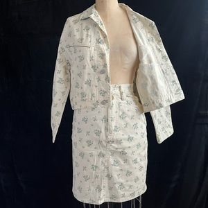 Vintage 90s esprit two piece set denim floral print